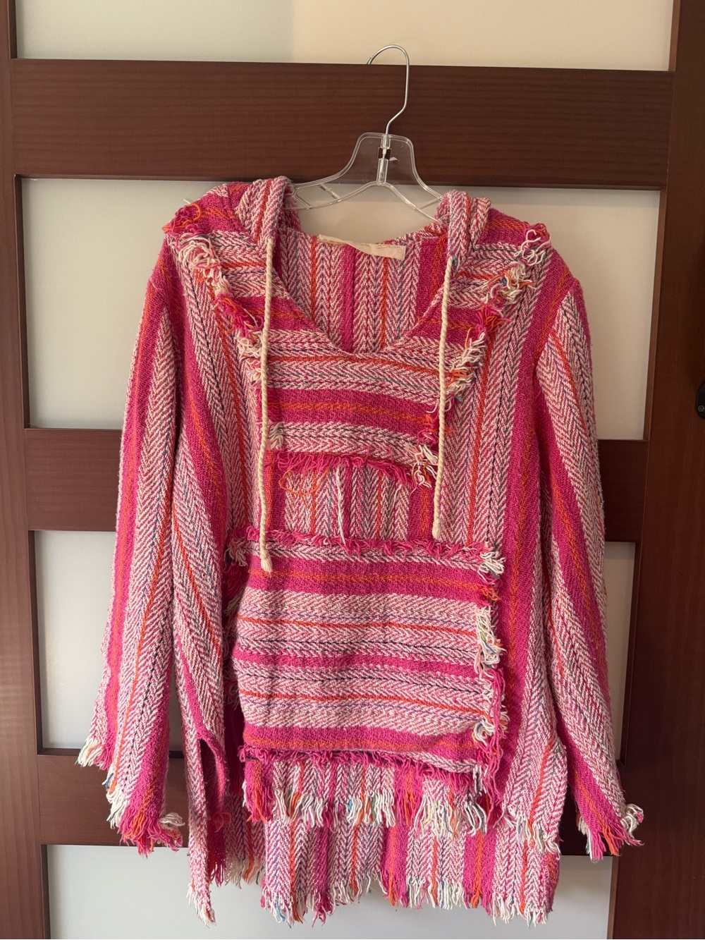 Jen's Pirate Booty Pink Striped Hooded Baja Poncho